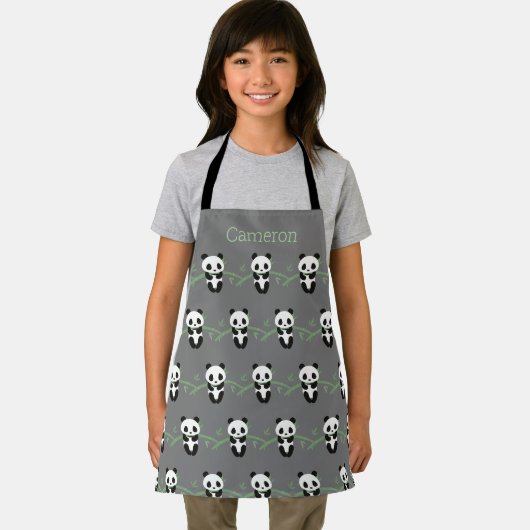Cute Panda Beer Bamboo Pattern Gray Name Schort (Insitu)