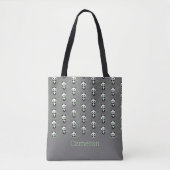 Cute Panda Beer Bamboo Pattern Gray Name Tote Bag (Voorkant)