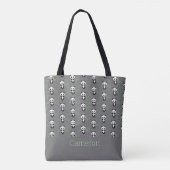 Cute Panda Beer Bamboo Pattern Gray Name Tote Bag (Achterkant)
