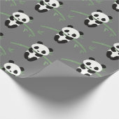Cute Panda Beer Bamboo Pattern Grey Cadeaupapier (Hoek)