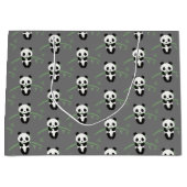 Cute Panda Beer Bamboo Pattern Grey Groot Cadeauzakje (Voorkant)