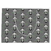 Cute Panda Beer Bamboo Pattern Grey Groot Cadeauzakje (Achterkant)