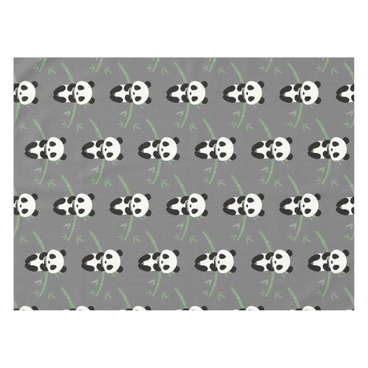 Cute Panda Beer Bamboo Pattern Grey Tafelkleed (Voorkant (Horizontaal))
