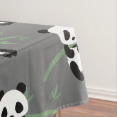 Cute Panda Beer Bamboo Pattern Grey Tafelkleed (Voorbeeld)