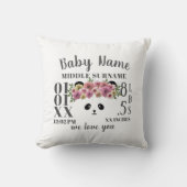 Cute Panda Beer Birth Stats Nursery Sierkussen (Voorkant)