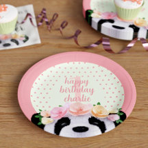 Cute Panda Beer Birthday Age Peach Paper Borden