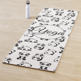 Cute Panda Beer Black and White Pattern (1 zijkant Yogamat