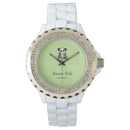 Cute panda beer bleek groen horloge