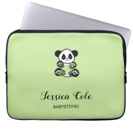 Cute panda beer bleek groen laptop sleeve