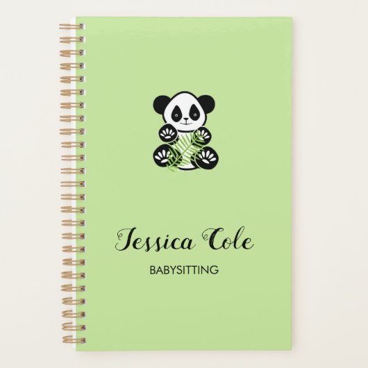 Cute panda beer bleek groen planner (Voorkant)