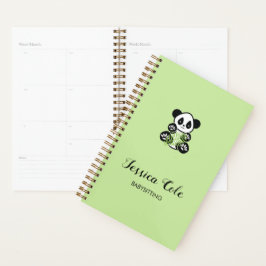 Cute panda beer bleek groen planner