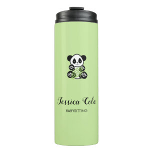 Cute panda beer bleek groen thermosbeker
