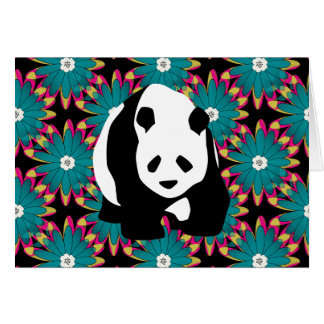 Cute Panda Beer Blue Pink Flowers Floral Pattern