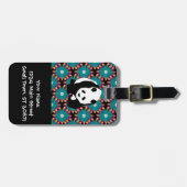 Cute Panda Beer Blue Pink Flowers Floral Pattern Bagagelabel (Voorkant horizontaal)