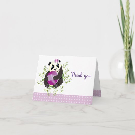 Cute Panda Beer Blush Pink Stippen Baby shower Dan Bedankkaart (Voorkant)