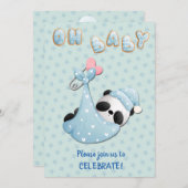 Cute Panda Beer Boy Baby shower Kaart (Voorkant / Achterkant)