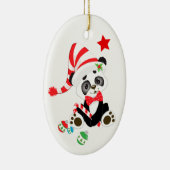 Cute Panda Beer Candy Cane kerst Keramisch Ornament (Rechts)