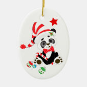 Cute Panda Beer Candy Cane kerst Keramisch Ornament (Voorkant)