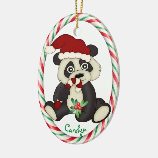 Cute Panda Beer Candy Cane Lijst Keramisch Ornament (Links)