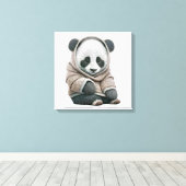 Cute Panda Beer Canvas Afdruk (Insitu (Houten vloer))