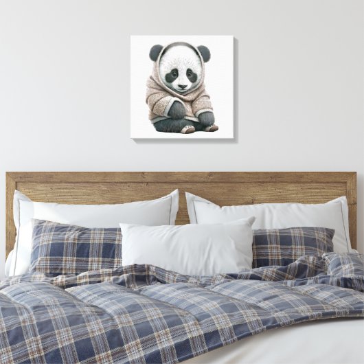 Cute Panda Beer Canvas Afdruk (Insitu (Slaapkamer))