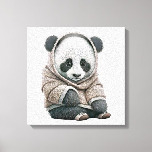 Cute Panda Beer Canvas Afdruk (Voorkant)