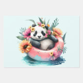 Cute Panda Beer Chilling in een binnenbuis Inpakpapier Vel (Voorkant 3)