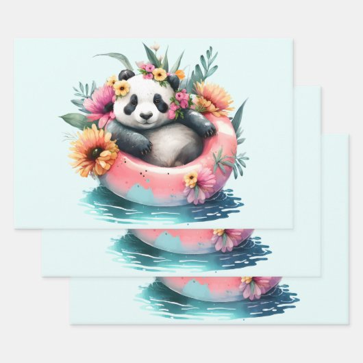 Cute Panda Beer Chilling in een binnenbuis Inpakpapier Vel (Set)