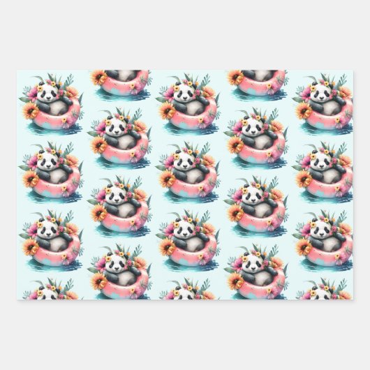 Cute Panda Beer Chilling in een binnenbuis Inpakpapier Vel (Voorkant 2)