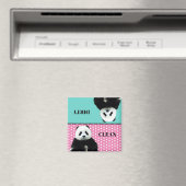 Cute Panda Beer Clean Dirty Blue Roze wasmachine Magneet (Insitu (Vaatwasser))