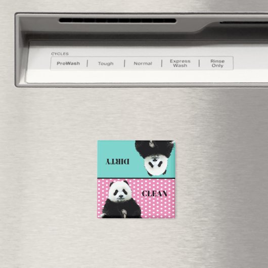 Cute Panda Beer Clean Dirty Blue Roze wasmachine Magneet (Insitu (Vaatwasser))