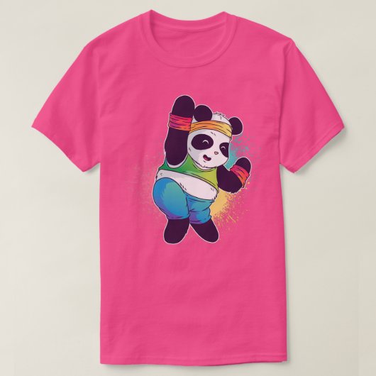 Cute Panda Beer Dabbing Dansend Aerobics Dance Fun T-shirt (Design voorkant)