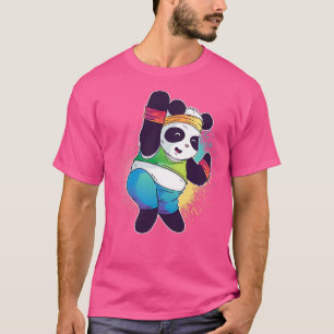 Cute Panda Beer Dabbing Dansend Aerobics Dance Fun T-shirt