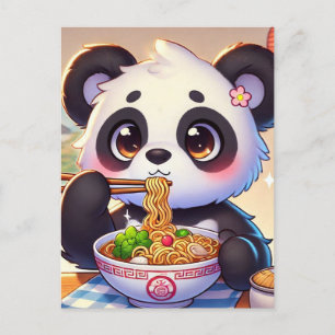 Cute Panda Beer Eating Ramen Briefkaart