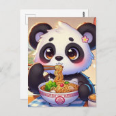 Cute Panda Beer Eating Ramen Briefkaart (Voorkant / Achterkant)