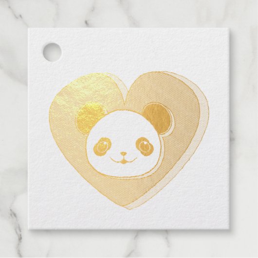 Cute Panda Beer en Red Heart Drawing Bedankjes Labels (Voorkant)