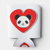 Cute Panda Beer en Red Heart Drawing Blikjeskoeler (Achterkant)