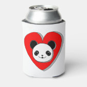 Cute Panda Beer en Red Heart Drawing Blikjeskoeler (Blikje Achterkant)