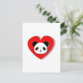 Cute Panda Beer en Red Heart Drawing Briefkaart (Staand voorkant)