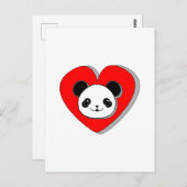 Cute Panda Beer en Red Heart Drawing Briefkaart (Voorkant / Achterkant)