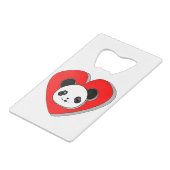 Cute Panda Beer en Red Heart Drawing Creditkaart Flessenopener (Voorkant Gekanteld)