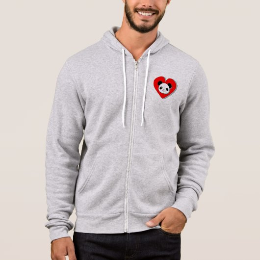 Cute Panda Beer en Red Heart Drawing Hoodie (Voorkant)