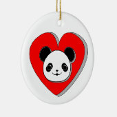 Cute Panda Beer en Red Heart Drawing Keramisch Ornament (Rechts)
