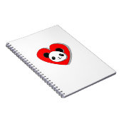 Cute Panda Beer en Red Heart Drawing Notitieboek (Rechterzijde)