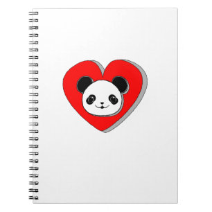 Cute Panda Beer en Red Heart Drawing Notitieboek