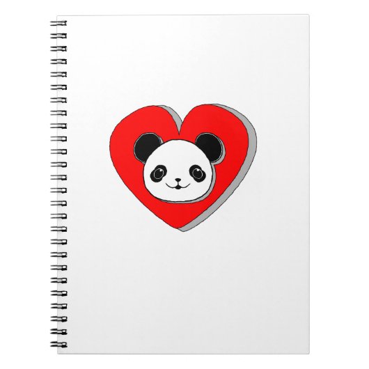 Cute Panda Beer en Red Heart Drawing Notitieboek (Voorkant)
