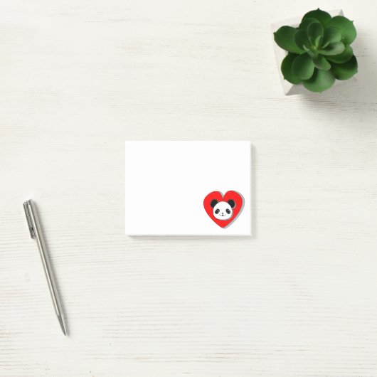 Cute Panda Beer en Red Heart Drawing Post-it® Notes (Kantoor)