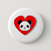 Cute Panda Beer en Red Heart Drawing Ronde Button 5,7 Cm (Voorkant)