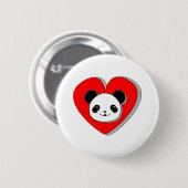 Cute Panda Beer en Red Heart Drawing Ronde Button 5,7 Cm (Voorkant /achterkant)