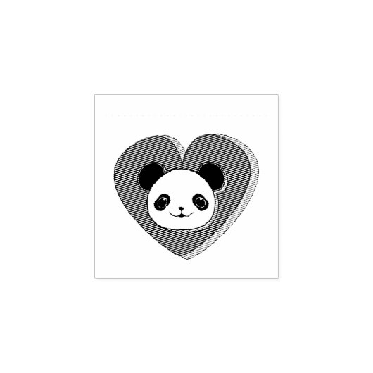 Cute Panda Beer en Red Heart Drawing Rubberstempel (Afrduk)